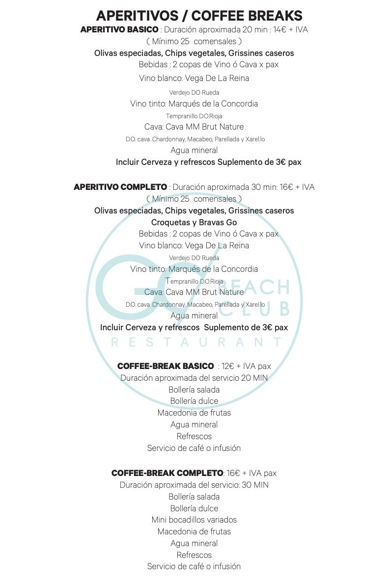 carta go beach club barcelona